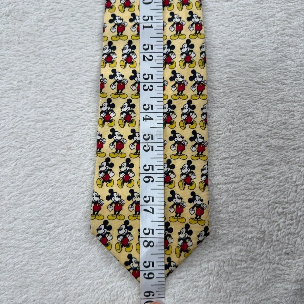 Vintage Mickey & Co Disney Silk Tie Novelty Yellow Mickey Mouse Made in Italy